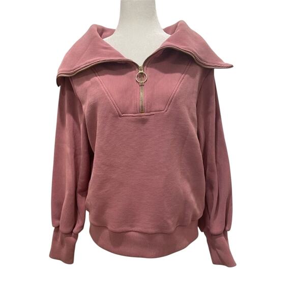 Varley Vine Zip Sweatshirt in Ribbed Mauve/ Rose/ Pink-‎ M - Picture 1 of 7